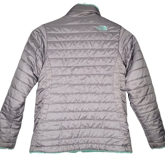 The North‎ Face Mossbud Swirl Reversible Sherpa Green Puffer Jacket Size L 14/16 - Picture 4 of 8